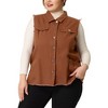 Agnes Orinda Women's Plus Size Button-Down Flat Lepel Denim Sleeveless Raw Hem Vests - 2 of 4