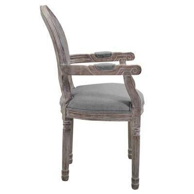 Light Gray Upholstered Wood Arm Chair with High Back