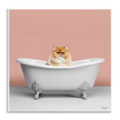 Stupell Industries Orange Cat in Bathtub Wall Plaque Art