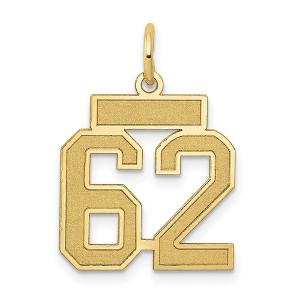Black Bow Jewelry 14k Yellow Gold, Jersey Collection, Small Number 62 Pendant - 1 of 4