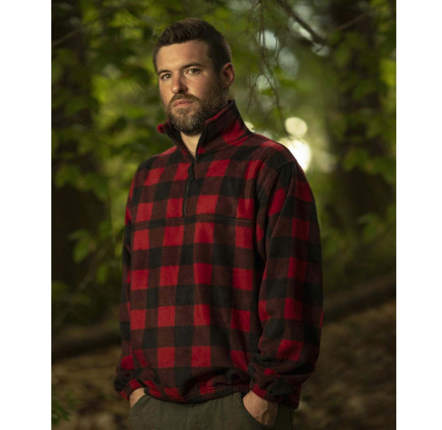 Мужская куртка Burnside Pullover Polar Fleece Jacket Red Buffalo Plaid, цвет: Красный — фото 2