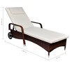 vidaXL Sun Lounger with Cushion & Wheels Poly Rattan Brown - 3 of 3