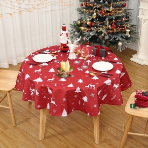 Christmas Tablecloth Reindeer Pattern Tablecloth Deer Tablecloth Home Decor Waterproof Easy Care Dining Table Covers - 1 of 4