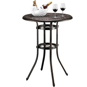 VINGLI Outdoor Bar Table, Cast Aluminum Bar Height Patio Table with Umbrella Hole, Patio Dining Table Tall Bistro Table for Garden Porch Yard Balcony - 1 of 4