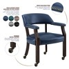 Wood Arm Chair with Casters (Tournament) with Nailhead Trim, Pedestal Base, Beaded & Fluted Design, and Scrolled Bun Feet ¨C Medium Cherry - 3 of 4