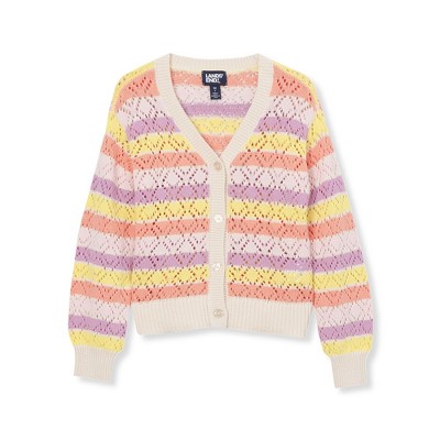 Lands' End Kids Button Front Cable Cardigan