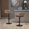 CAVINAS Rattan Bar Stools Set of 2, Height Adjustable Linen Upholstered Swivel Counter Height Bar Stool Chair with Footrest for Dining Room - 2 of 4