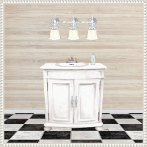 Amanti Art 22"x22" Bathroom II by Elizabeth Medley Framed Canvas Wall Art Print White: Modern Still Life, Framed Canvas - 1 of 4