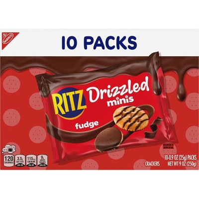 RITZ Drizzled Minis Fudge Crackers Snack Pack Lunch Snacks - 9oz/10ct