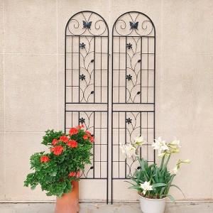 MAYEERTY 2 Pack Metal Garden Trellis 86.7 x 19.7 Inch Rustproof Climbing Plants Support Black Outdoor Flower - 1 of 4