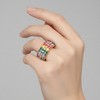 Guili Sterling Silver Ring with 14k Gold Plating and Rainbow Cubic Zirconia Cluster – Vibrant, Elegant Touch. Available in Sizes 6, 7, and 8 - 4 of 4
