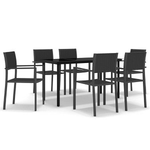 vidaXL Patio Dining Set Outdoor Dining Set Table and Chair Set for Garden - Black 55.1" Table Length 6 Items - 1 of 4