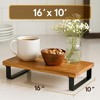 J&V TEXTILES 16’’ x 10’’ Food Serving Tray Acacia Wood Top, Matte Black Metal Frame - 2 of 3