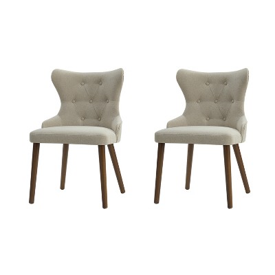 Lidia Mid-century Modern Wingback Dining Chair with Solid Wood Legs Set of 2|ARTFUL LIVING DESIGN