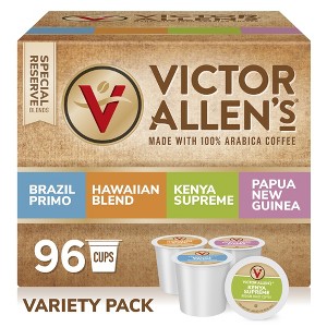 Victor Allen's Coffee Around The World Variety Pack (Brazil Primo, Kenya Supreme, Hawaiian Blend, Papua New Guinea), 96 Count - 1 of 4
