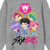 KPop Demon Hunters Saja Boys Kawaii Chibi Characters Adult Heather Gray Crew Neck Sweatshirt - 2 of 2