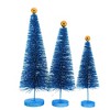 Cody Foster 18.0 Inch Blue Glitter Trees 3 Pc Set Christmas Village Decorate Bottle Brush Trees - 2 of 3