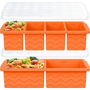Silicone Freezer Molds with Lid, Large Ice Cube Trays for Food Storage, Freeze Portions for Meal Prep - 1 of 4