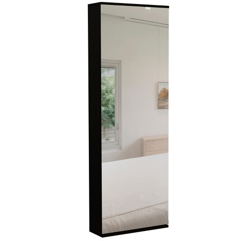 Depot E-Shop Wall Shoe Rack 54" H, One Mirror, One Door, Five Internal Storage Shelves, Approximate Capacity for Ten Shoes - image 1 of 4