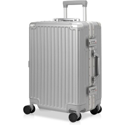 Luupatchy PC+ABS Aluminum Frame Zipperless Checked Luggage Hard Shell Suitcase with TSA Lock Double Spinner Wheels