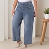 Agnes Orinda Women's Plus Size Casual Stretch Washed Pockets Wide Leg Palazzo Denim Jeans - 2 of 4