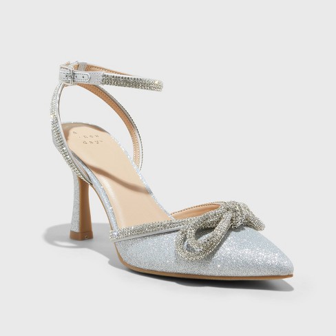 Women's Carmin Bow Pumps - A New Day™ Silver 8