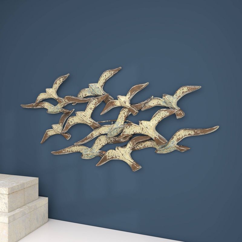 Metal Bird Flying Flock Of Wall Decor White - Olivia &#38; May, 6 of 15
