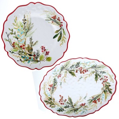 Certified International 2pc Christmas Gatherings Melamine Serving Platter Set
