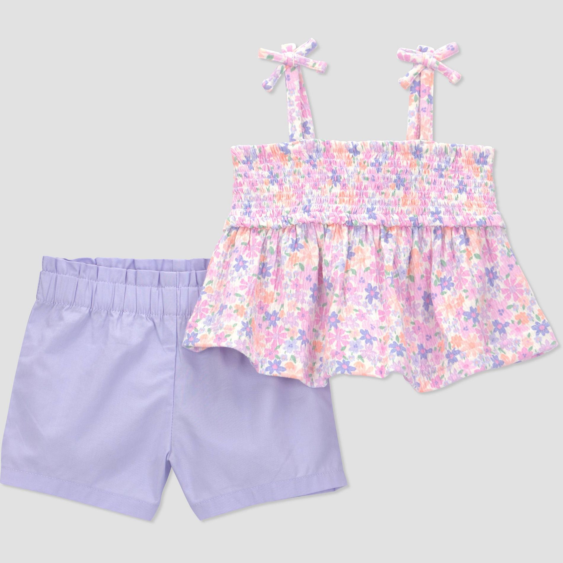 Carter's Just One You® Baby Girls' 2pc Floral T-Shirt and Shorts Set - Purple