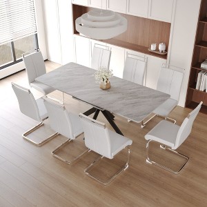 NicBex Dining Table Set for 8 Modern Extendable Dining Room Table with MDF Marble Pattern Tabletop and 8 PU Chairs for Kitchen - 1 of 4