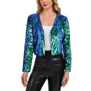 Anna-Kaci Women's Sequin Open Front Cardigan with Long Sleeves and Cropped Fit - 1 of 4