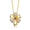 14K gold plated necklace with pave flower pendant, featuring sparkling cubic zirconia for a touch of floral elegance - 3 of 3