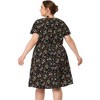 Agnes Orinda Women's Plus Size V Neck Elastic Waist Ditsy Floral At Knee A Line Dresses - 4 of 4