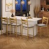 Bar Stool Set with Thick Cushion, PU Leather Upholstered Counter Height Bar Stools with Footrest and Back for Kitchen, Apartment - 2 of 4