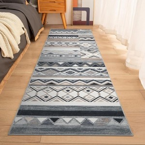 Acekool 5x7 Washable Rug – Vintage Geometric Non-Slip Carpet, Ultra-Thin Floor Mat for Living Room & Bedroom - 1 of 4