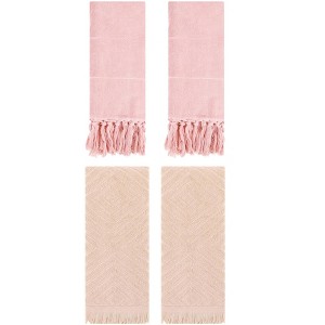 REGALWOVEN 4 Packs Cotton Soft and Absorbent Bathroom Turkish Hand Towels with tassel - 1 of 4