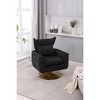CAVINAS Classic Mid-Century Swivel Accent Chair with Curved Backrest, Upholstered 360-Degree Barrel Chair with Gold Metal Base - 2 of 4