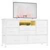 8-Drawer Fabric TV Stand with LED Lights & Built-in Power Outlets, Sturdy Metal Frame Entertainment Center with Wood Tabletop - 3 of 4