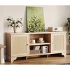Rattan TV Stand Fits TVs Up to 70 Inches, Boho Entertainment Center with Cabinets and Open Shelves, Wooden Media Console Table - 2 of 4