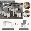 7-Piece Dining Table Set with 6 Upholstered Chairs, Solid Wood Farmhouse Design, Space-Saving, Modern Style for Dining Room - 3 of 4