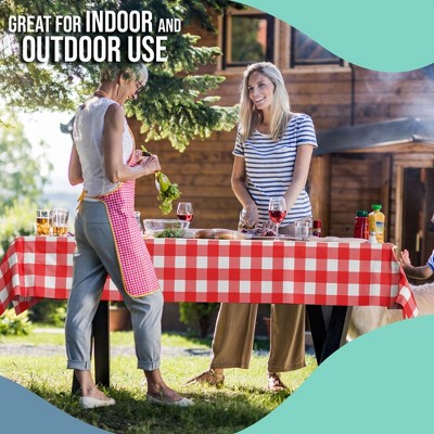 Red Gingham 40" x 100' Plastic Table Roll