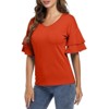 Coolmee Women's Blouses Ruffle Sleeve T Shirts V Neck Double Tiered Bell Sleeve Top - 3 of 4