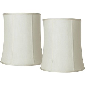 Imperial Shade Set of 2 Tall Drum Lamp Shades Cream Medium 12" Top x 14" Bottom x 16" High Spider with Harp and Finial Fitting - 1 of 4