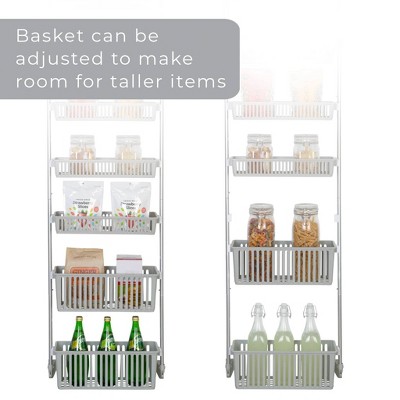 Smart Design 8-Tier Over The Door Hanging Pantry Organizer with 6 full Baskets and 2 Deep Baskets Gray: Steel Kitchen Storage, 77" Height — фото 5