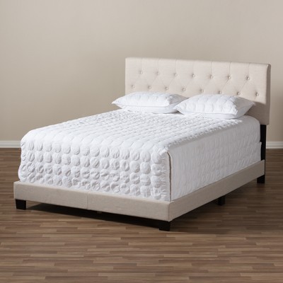 Cassandra Light Beige Queen Upholstered Bed with Tufted Headboard
