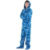 Footed Pajamas - Shark Frenzy Adult Hoodie Fleece One Piece - image 3 of 4