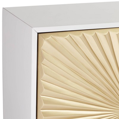 White and Gold Starburst 35" 2-Door Cabinet with Adjustable Shelving