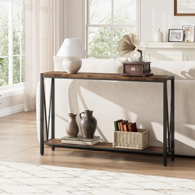 2-Tier Narrow Sofa Console Table for Entryway, Living Room, Office - With Storage