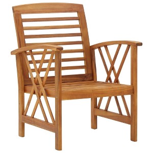 vidaXL Garden Chair Set of 2 Natural Wood Solid Acacia Wood - Brown - 1 of 4