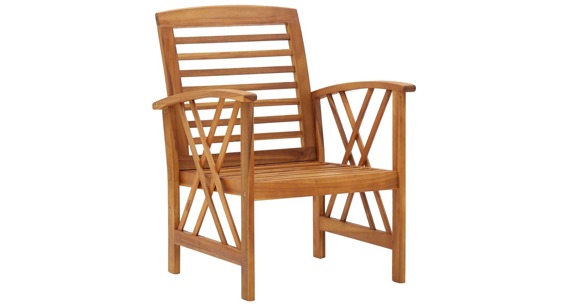 vidaXL Garden Chair Set of 2 Natural Wood Solid Acacia Wood - Brown